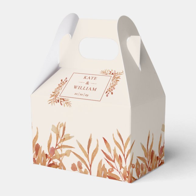 Rustic Foliage Autumn Fall Wedding Favor Boxes (Front Side)