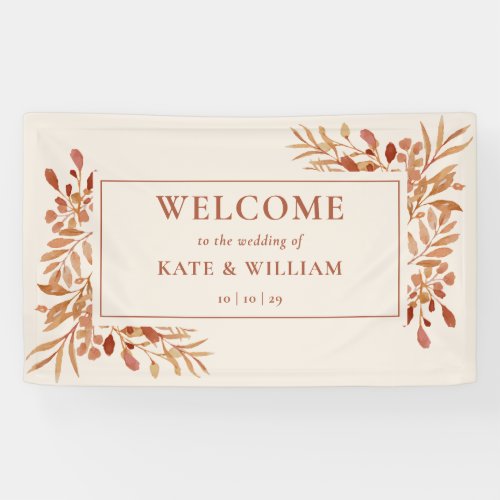 Rustic Foliage Autumn Fall Wedding Welcome Banner