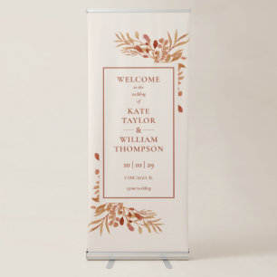 Rustic Foliage Autumn Fall Wedding Welcome Retractable Banner