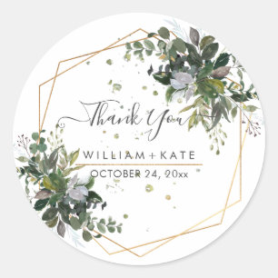 Rustic Foliage Blue Gum Eucalyptus Thank You Classic Round Sticker