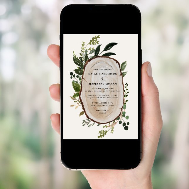 Rustic Foliage Farmhouse Elegant Botanical Wedding Invitation (Front Digital)