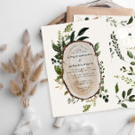 Rustic Foliage Farmhouse Elegant Botanical Wedding Invitation<br><div class="desc">Rustic wedding wood slice invite. With beautiful watercolor details. This modern wedding invite is sure to set the style for your big day.</div>