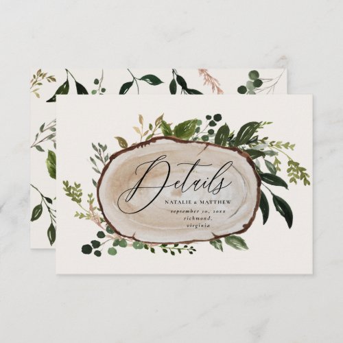 Rustic Foliage Farmhouse Elegant Wedding details  Enclosure Card