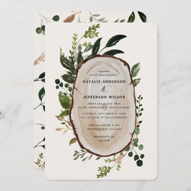 Rustic Foliage Farmhouse Elegant Wedding Save The Date (Front/Back)