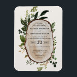 Rustic Foliage Farmhouse Wedding invitation Magnet<br><div class="desc">Rustic wedding wood slice invite. With beautiful watercolor details. This modern wedding invite is sure to set the style for your big day.</div>