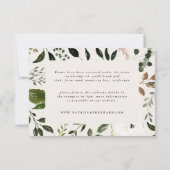 Rustic foliage, floral and stag wedding details save the date (Back)