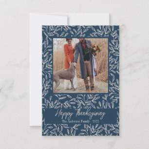Rustic Foliage Happy Thanksgiving Photo Family Thank You Card