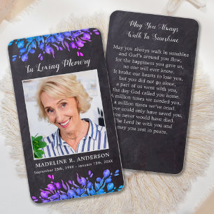 Rustic Foliage Memorial Photo Funeral Prayer Card