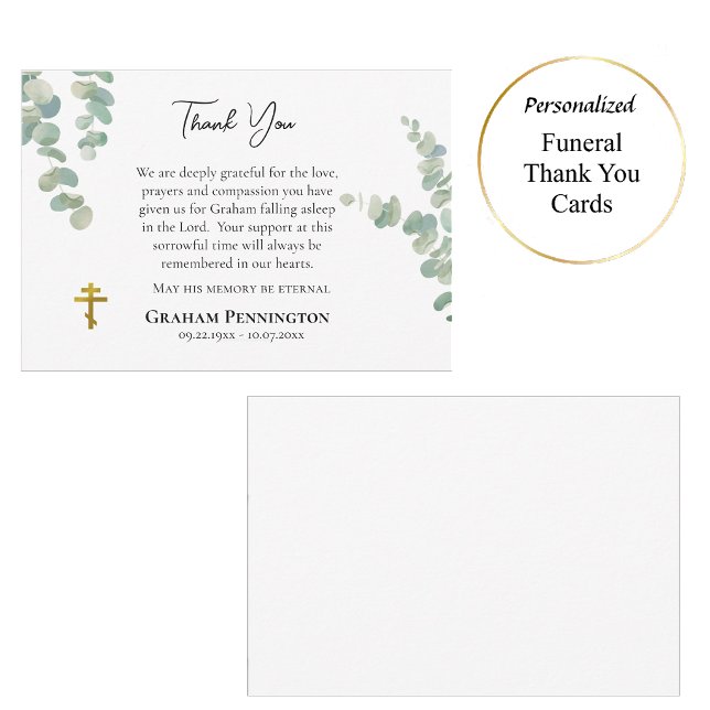 Rustic Foliage Orthodox Christian Funeral Thank You Card (Creator Uploaded)