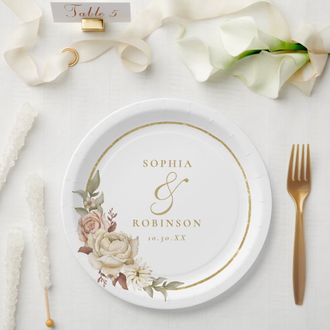 Rustic Foliage Wreath Wedding Party Paper Plates (Wedding)