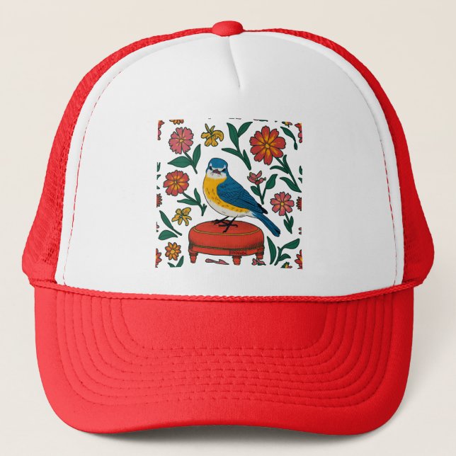 Rustic Folk Art Bluebird Trucker Hat  (Front)