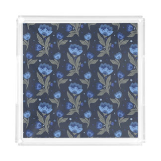 Rustic folk art floral texture acrylic tray