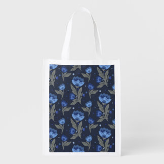 Rustic folk art floral texture grocery bag