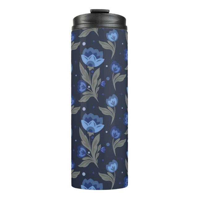 Rustic folk art floral texture thermal tumbler (Front)