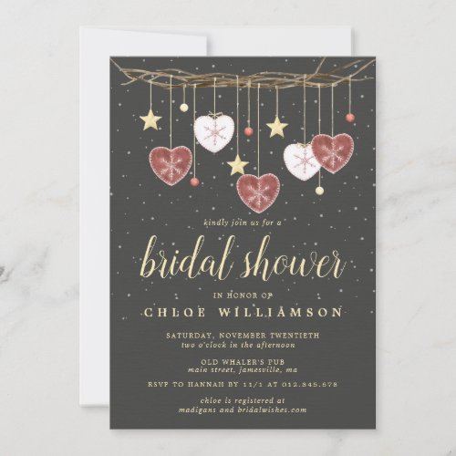 Rustic Folk Art Hearts Bridal Shower Invitation