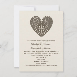 Rustic Folk Art Inspired Heart Wedding Invitation