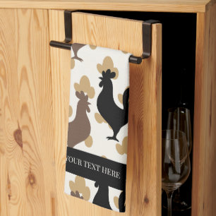 Rustic Folk Art Rooster Pattern, Farmhouse Kitchen Towel