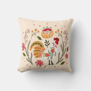 Rustic Folk Art Rooster Throw Pillow