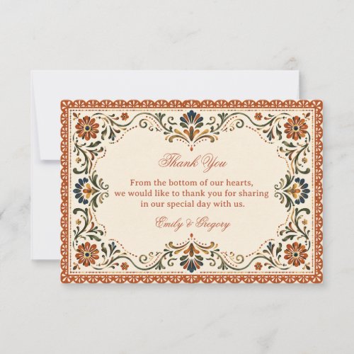 Rustic Folk Botanical Mexican Thank You Card