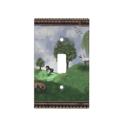 rustic folk country scene light switch plate