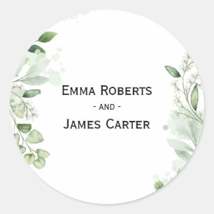 Rustic Folk Greenery Round Sticker