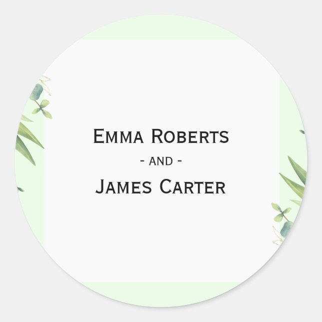 Rustic Folk Greenery Round Sticker (Front)