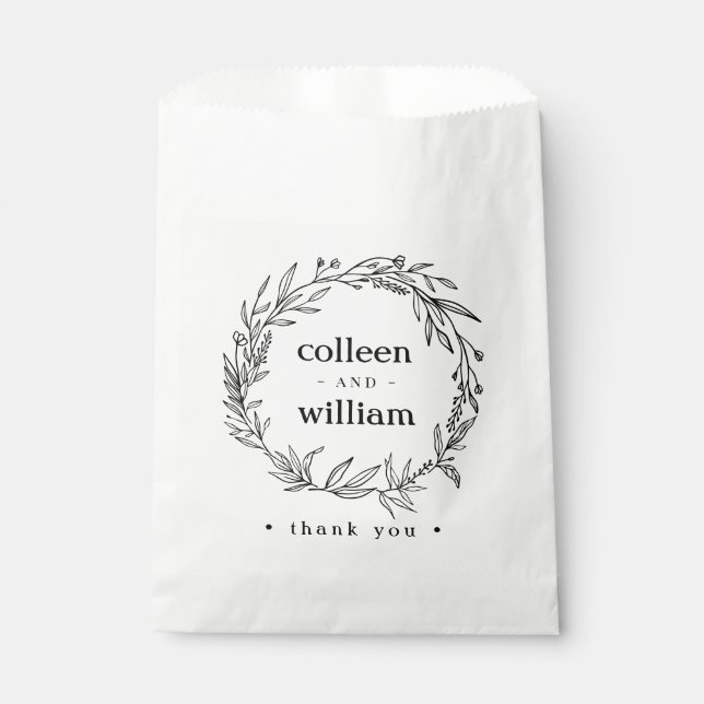 Rustic Folk Wildflower Wreath Favor Bag (Front)