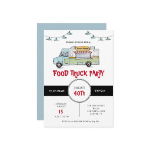 Rustic Food Truck Birthday Party Invitation