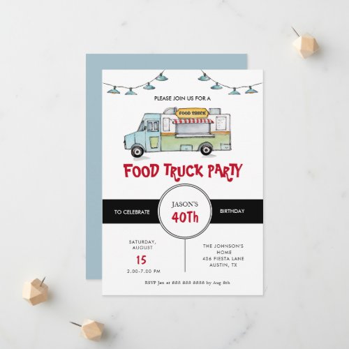 Rustic Food Truck Birthday Party Invitation