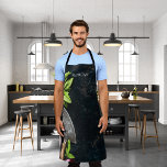 Rustic food vegetables herbs canvas name apron<br><div class="desc">Fresh food,  herbs,  basil onions,  herbal chopper on a painter's dark rustic canvas with paint stains. Personalize and add your name.  For both him and her.</div>