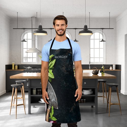 Rustic food vegetables herbs canvas name apron
