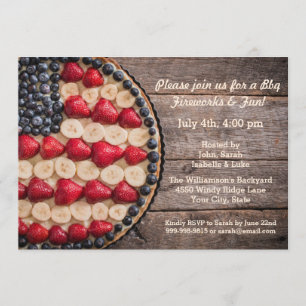 Rustic Foodie July 4th American USA Flag Fruit Pie Invitation