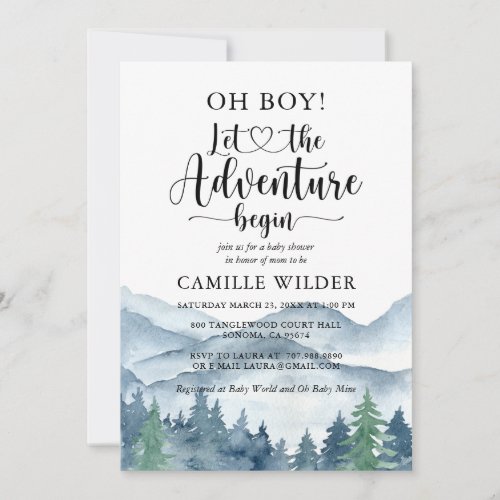 Rustic Forest Adventure Mountains  Oh Boy Invitation