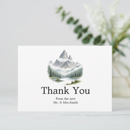 Rustic Forest and Lake Wedding Thank You Card