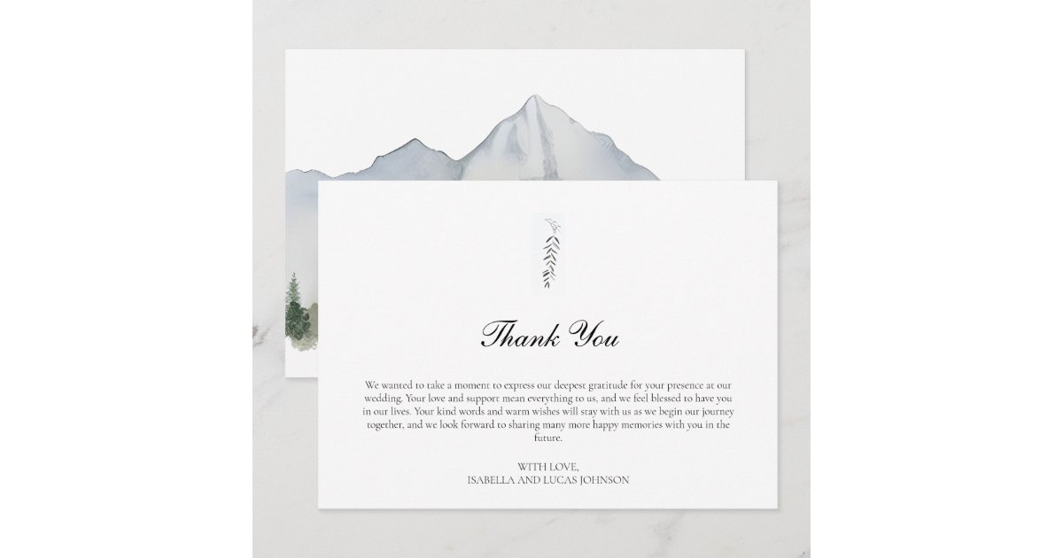 Rustic Forest and Mountain Flat Thank You Card | Zazzle