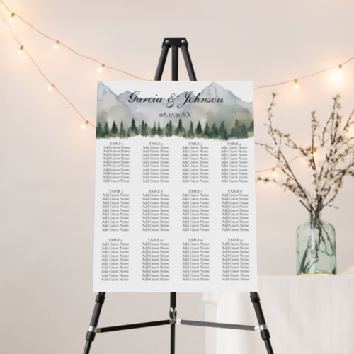 Rustic Forest and Mountain Seating Chart Foam Board