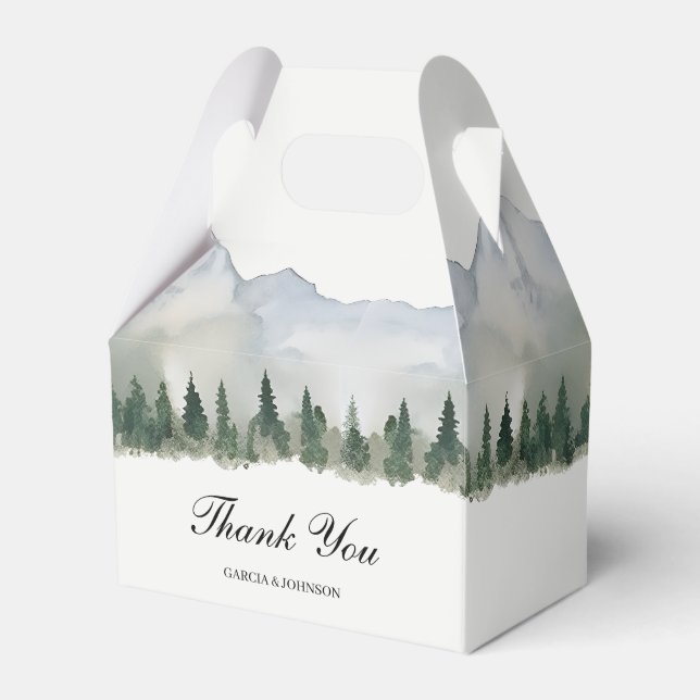 Rustic Forest and Mountain Wedding Favor Boxes (Front Side)