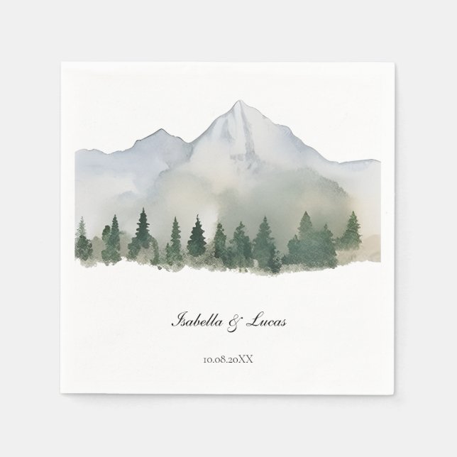 Rustic Forest and Mountain Wedding  Napkins (Front)
