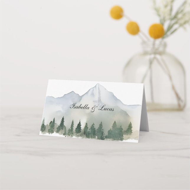Rustic Forest and Mountain Wedding  Place Card (Front)