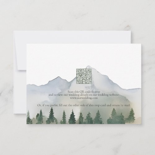 Rustic Forest and Mountain Wedding QR Code RSVP Card
