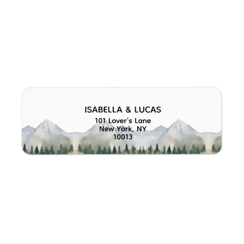 Rustic Forest and Mountain Wedding Return Address Label
