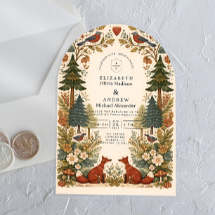 Rustic Forest Animal Botanical Wedding Acrylic Invitations