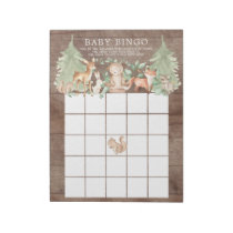 Rustic Forest Animals Baby Shower Bingo Game Notepad