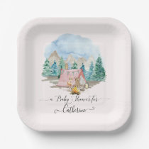 Rustic Forest Animals Deer Bear Floral Baby Shower Paper Plates