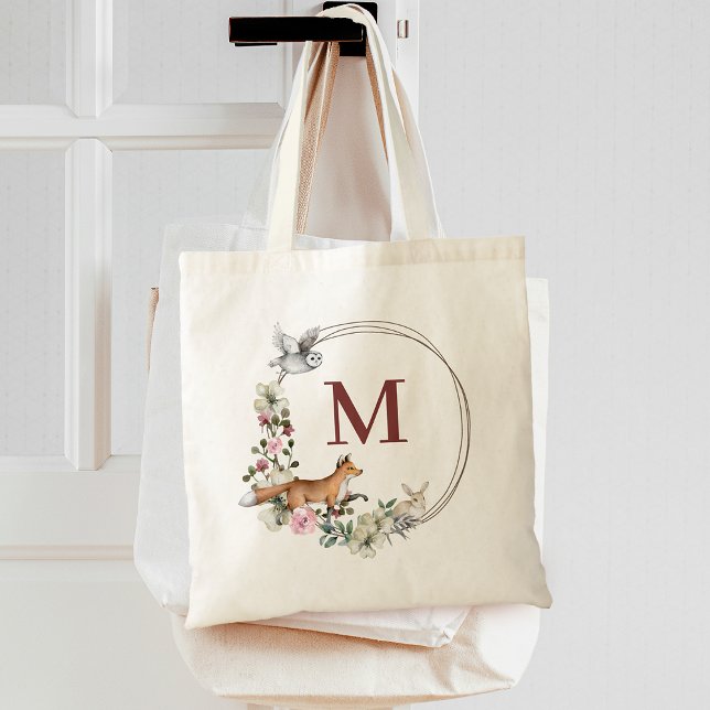Rustic Forest Animals Floral Bridesmaid Monogram Tote Bag (Rustic Forest Animals Floral Bridesmaid Monogram Tote Bag)