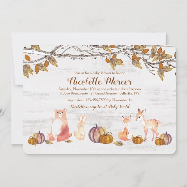 Rustic Forest Animals Invitation (Front)