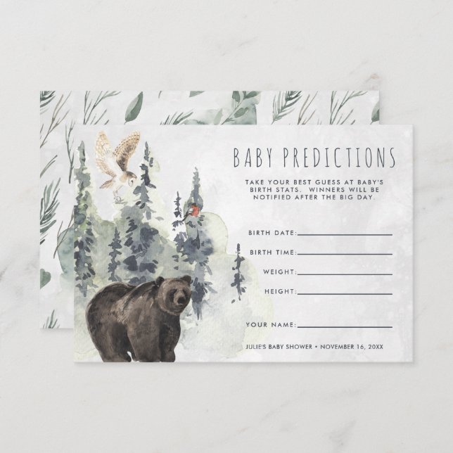 Rustic Forest | Baby Shower Guessing Game Invitation (Front/Back)
