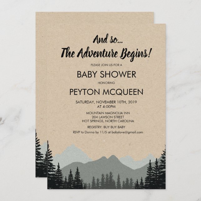 Rustic Forest Baby Shower Invitation (Front/Back)