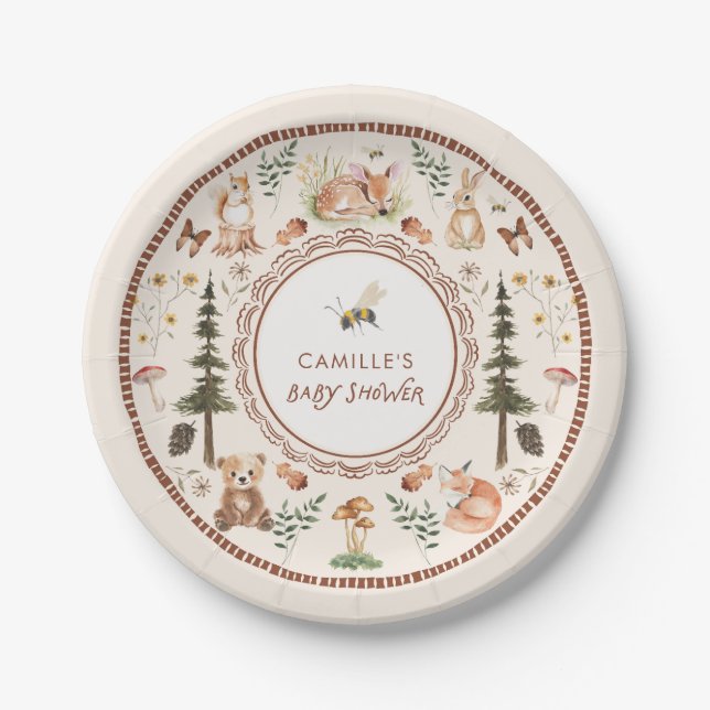 Rustic Forest Baby Shower Paper Plates (Front)