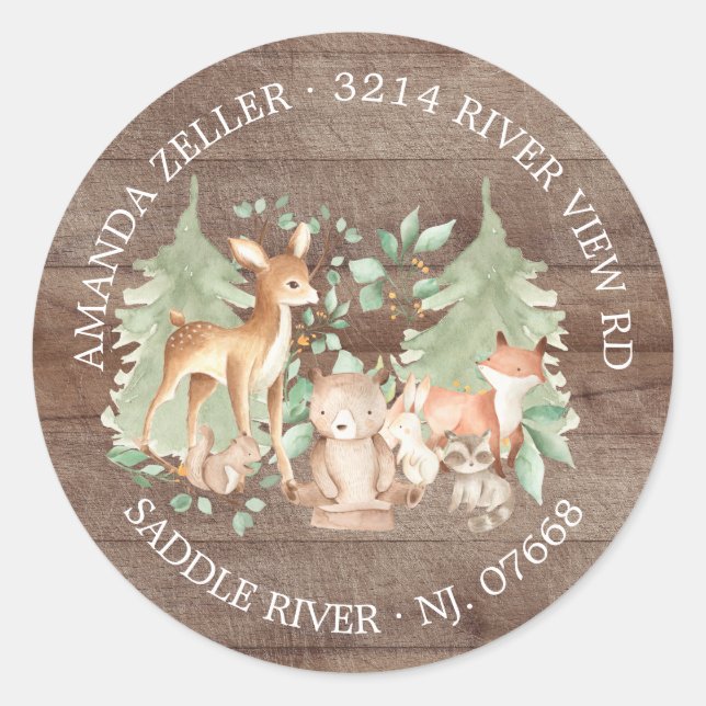 Rustic Forest Baby Shower Return Address Label (Front)